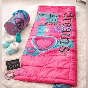 Justice Colorful Peace Sign Duffle Bag w Sleeping Bag